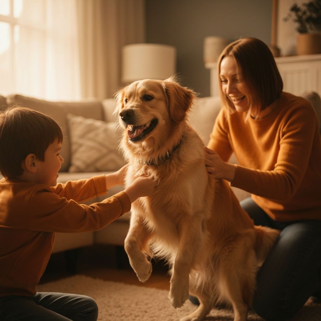 행복한 반려견과 가족